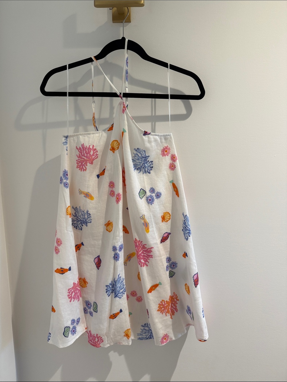 Seafolly White Coral Print Sundress with Pink, Orange & Blue Accents